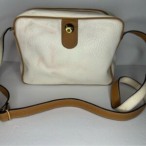 Vintage Lancel Paris Chic Cream Tan Crossbody Bag Classic Leather RiRi Zipper